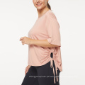 Novo tamanho plus size mulheres camisetas laterais lateral camiseta rápida de camiseta de camiseta de ginástica em branco Ginásio